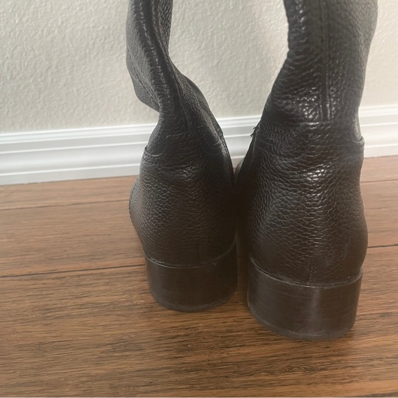 Tory Burch boots black grained leather knee high zip up boots luxury boots - Picture 12 of 16